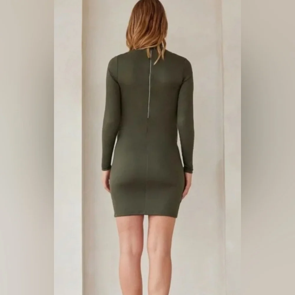 BUMPSUIT Elegant Olive Green Turtleneck Maternity Dress Size L - Picture 3 of 11